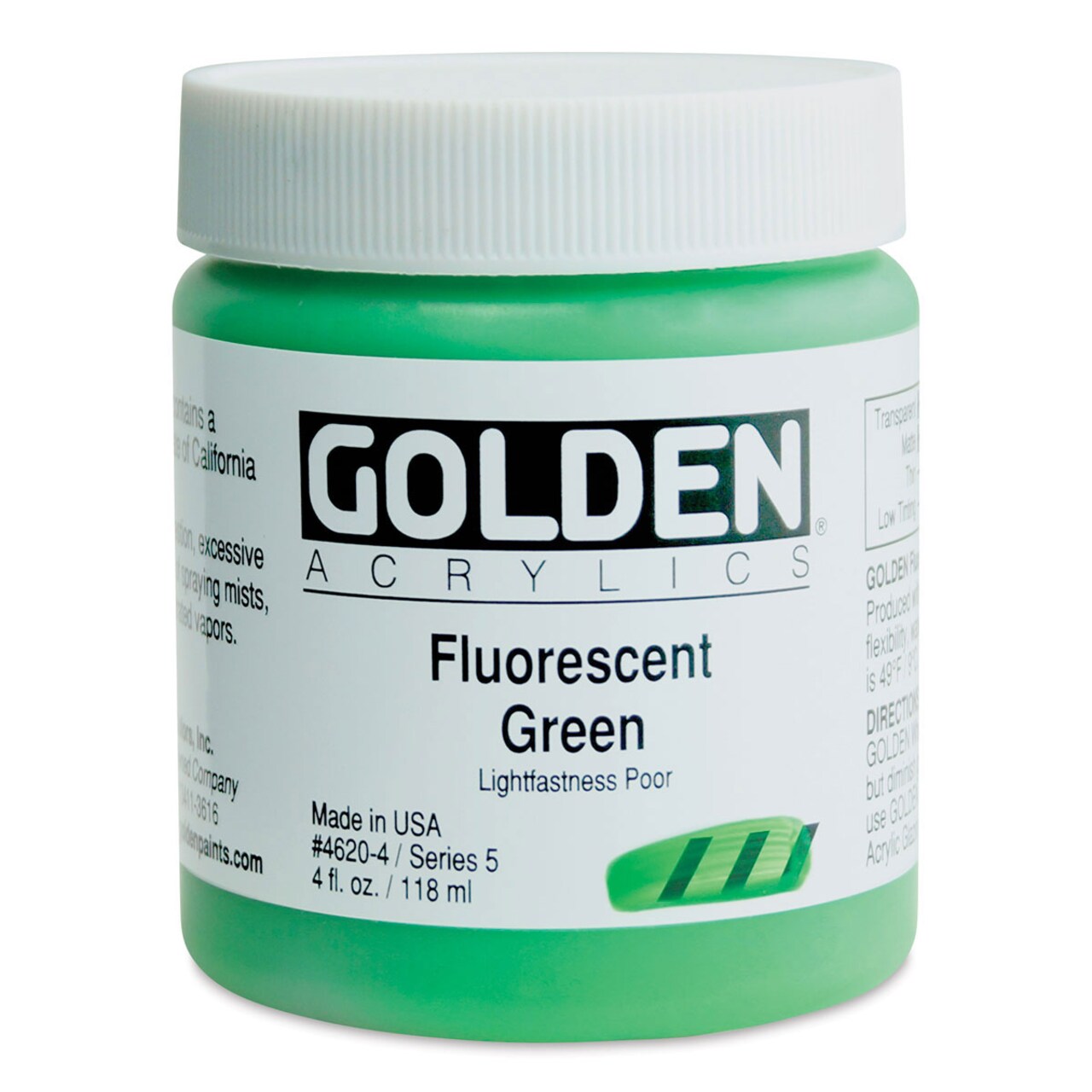 Golden Heavy Body Artist Acrylics - Fluorescent Green, 4 oz Jar